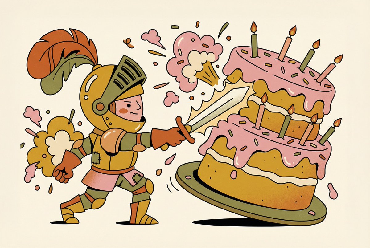 Tiny Medieval Knight vs. Towering Pink Birthday Cake 1