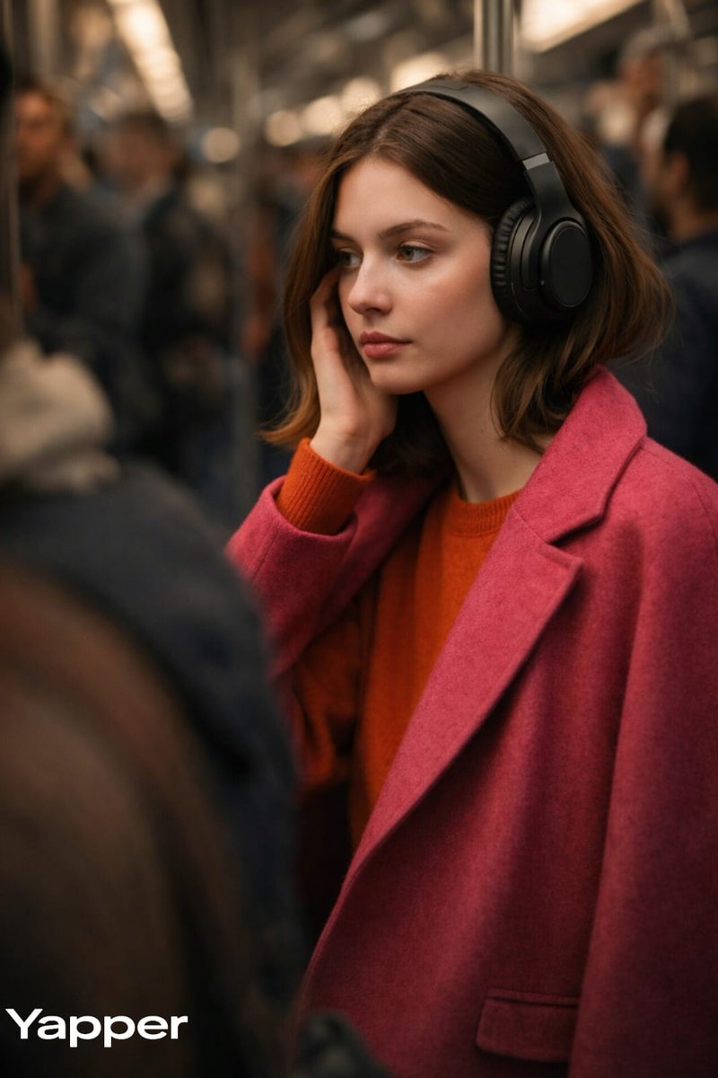 Luxury Campaign Photo in Metro Train with Headphones 2