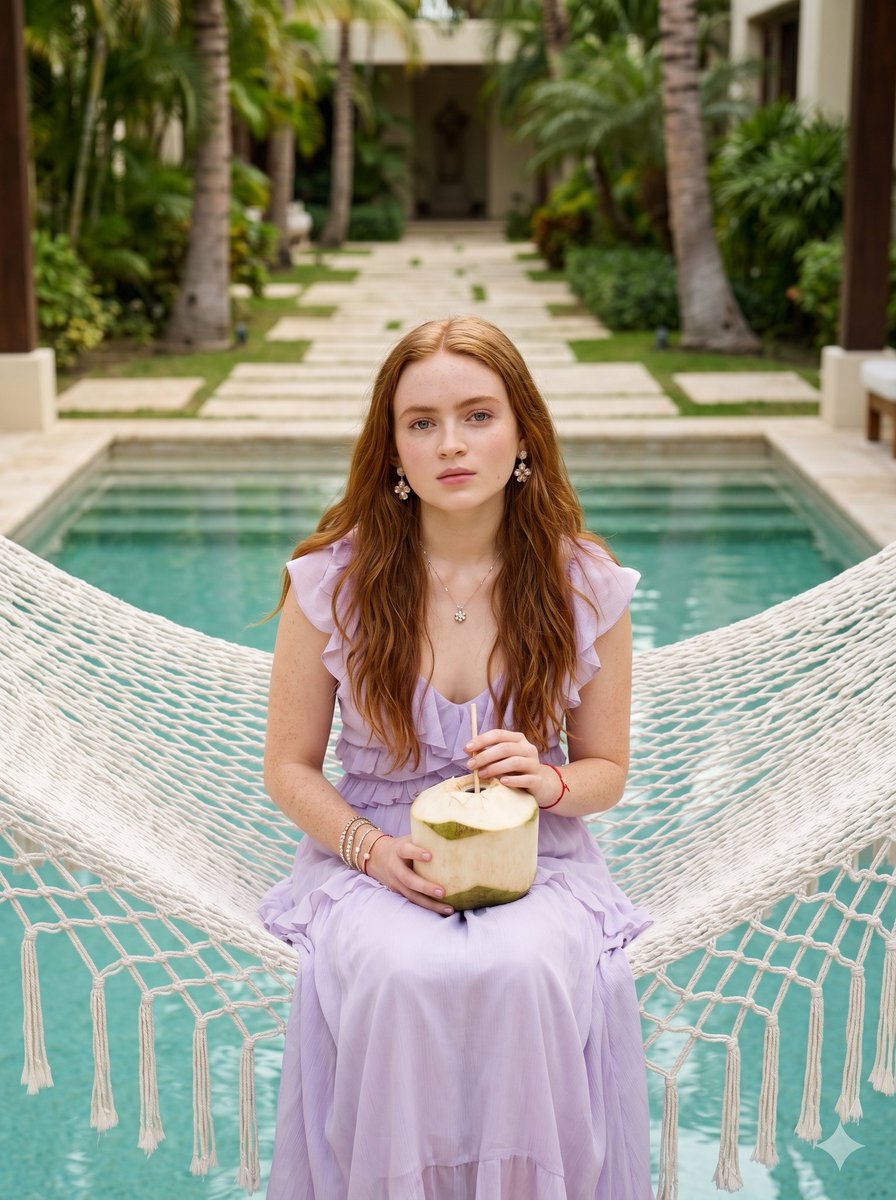 Woman in Hammock Luxury Resort Pool 1