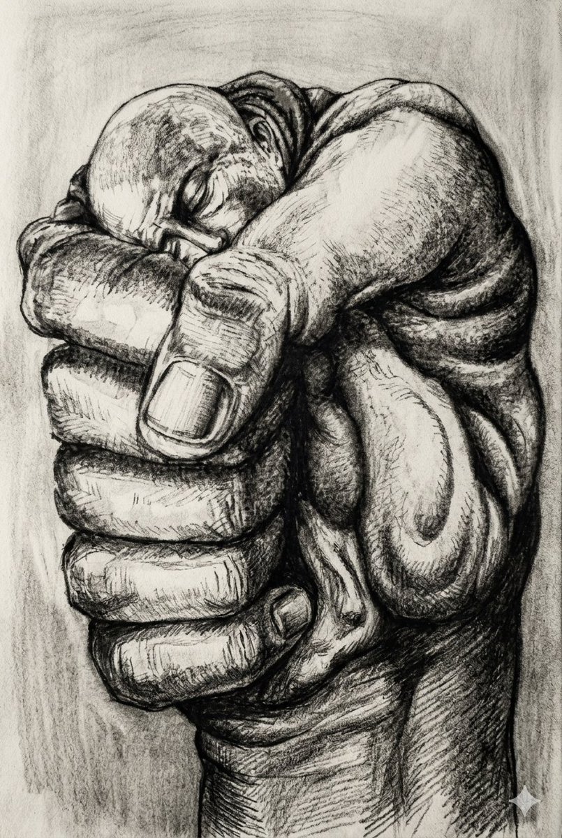 Surreal Charcoal Fist Sketch 1