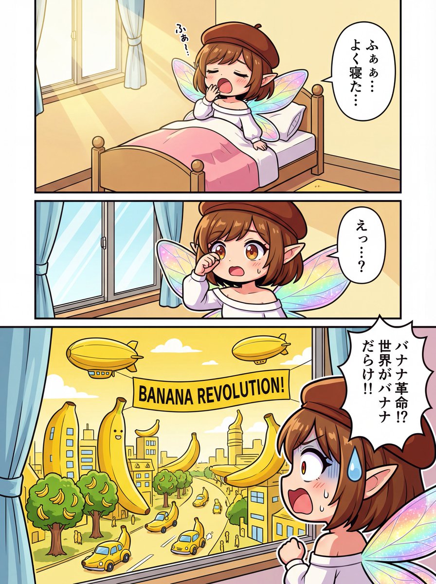 One-page color manga about the Banana Revolution 1