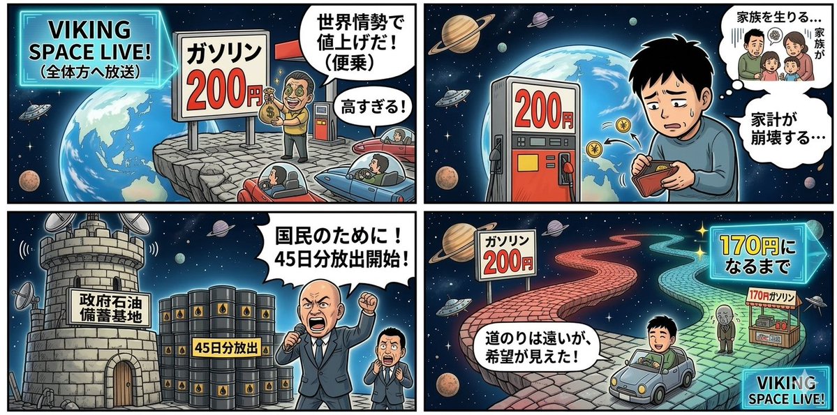 Four-Panel Manga Prompt: Oil Rush Panic 1