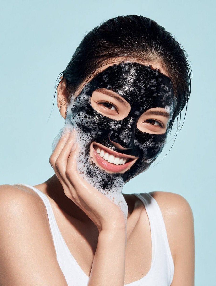 Foaming Black Sheet Mask Skincare Ad Prompt 3