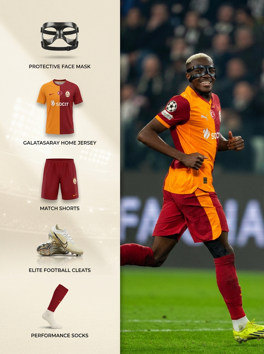 Sports Equipment Infographic Layout of Victor Osimhen 2