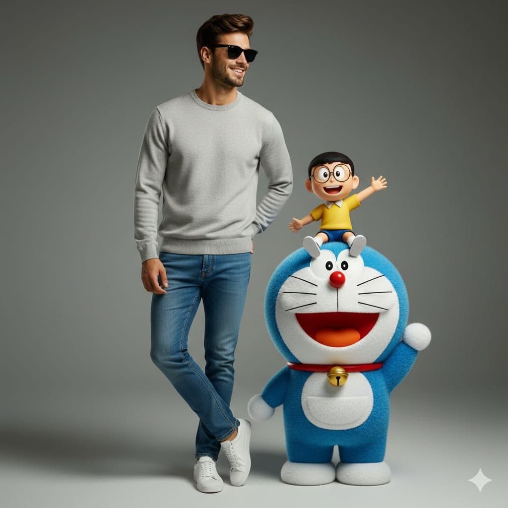 Studio Portrait with Doraemon and Nobita Prompt 1