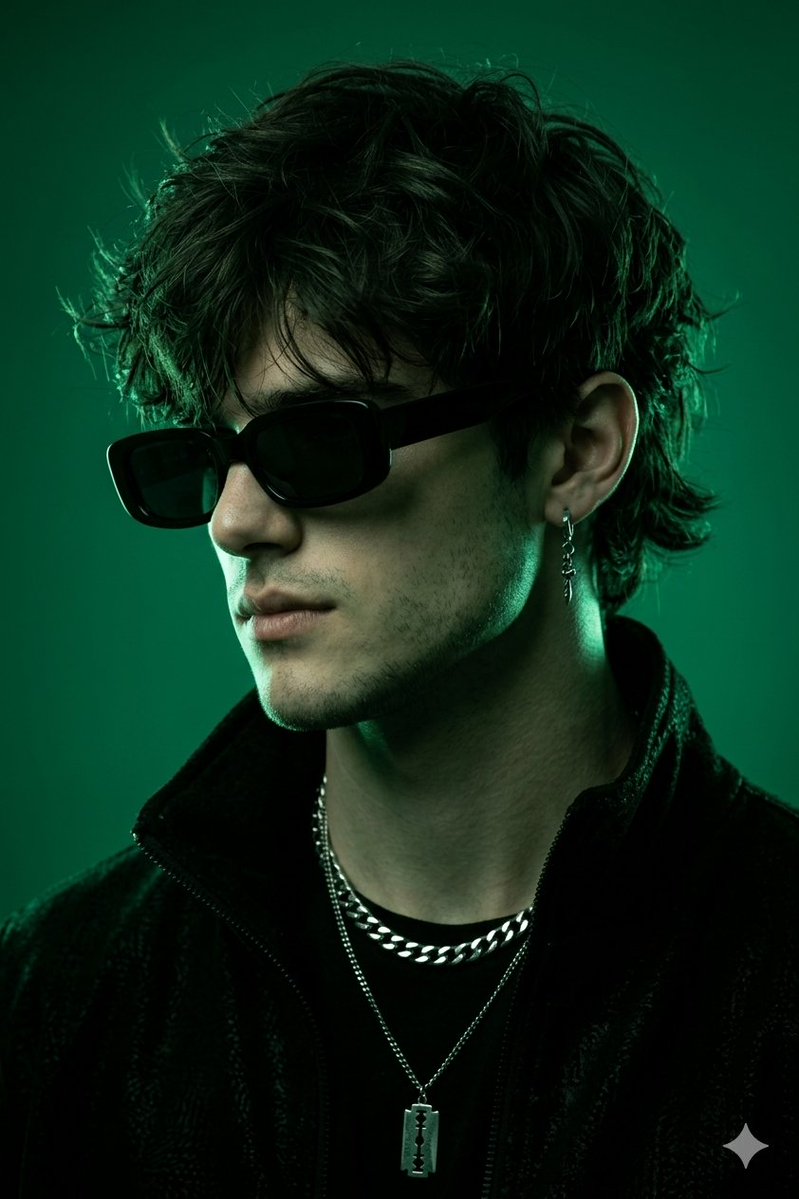 Emerald Monochromatic Male Portrait 1