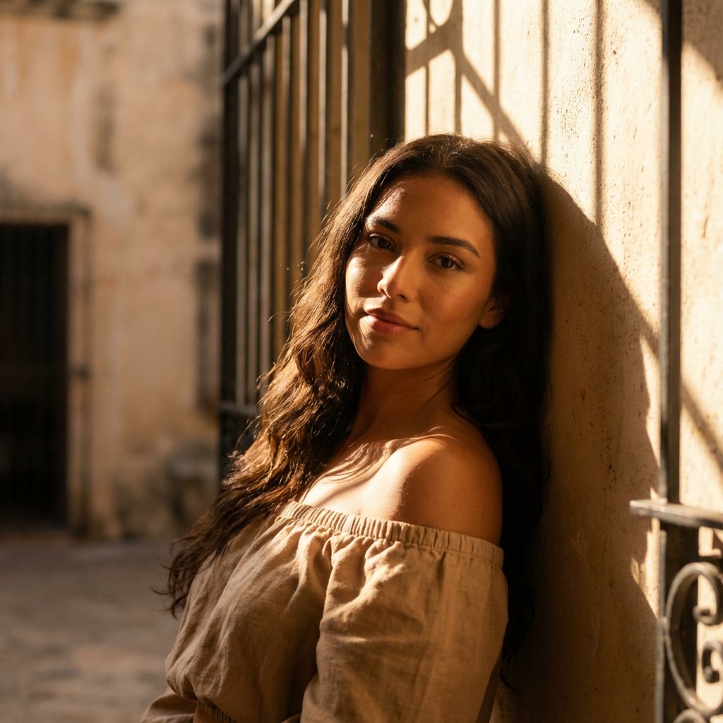 Cinematic Latina Portrait with Volumetric Light 1