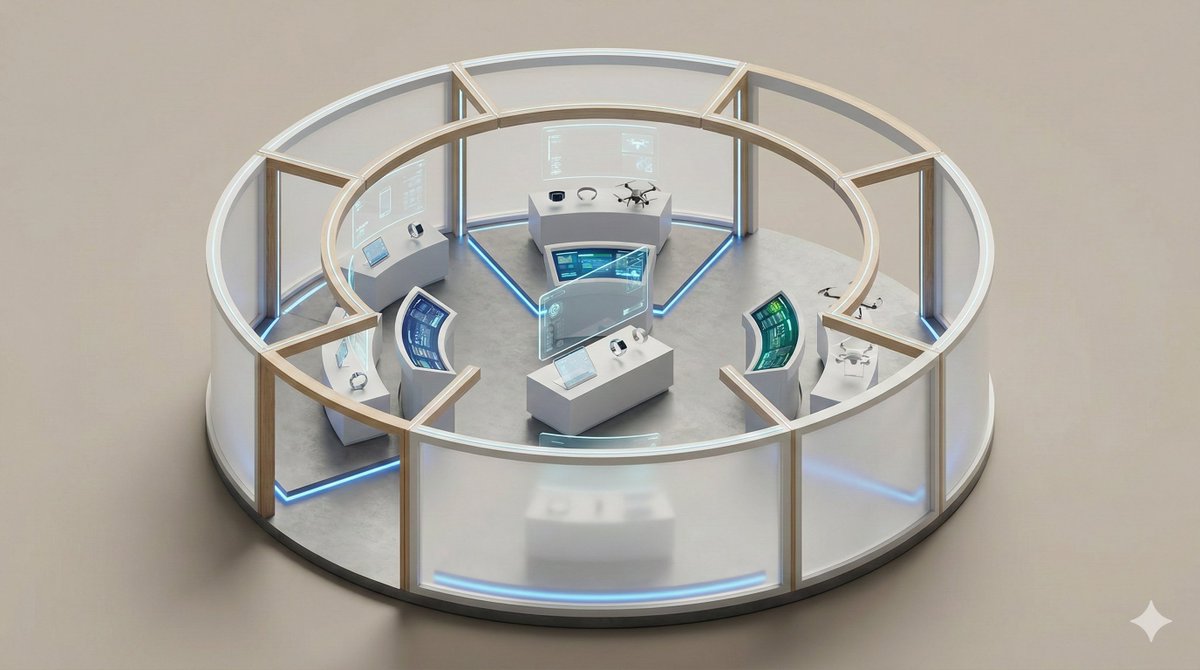 Minimalist 3D Isometric Exhibition Pod Diorama 1