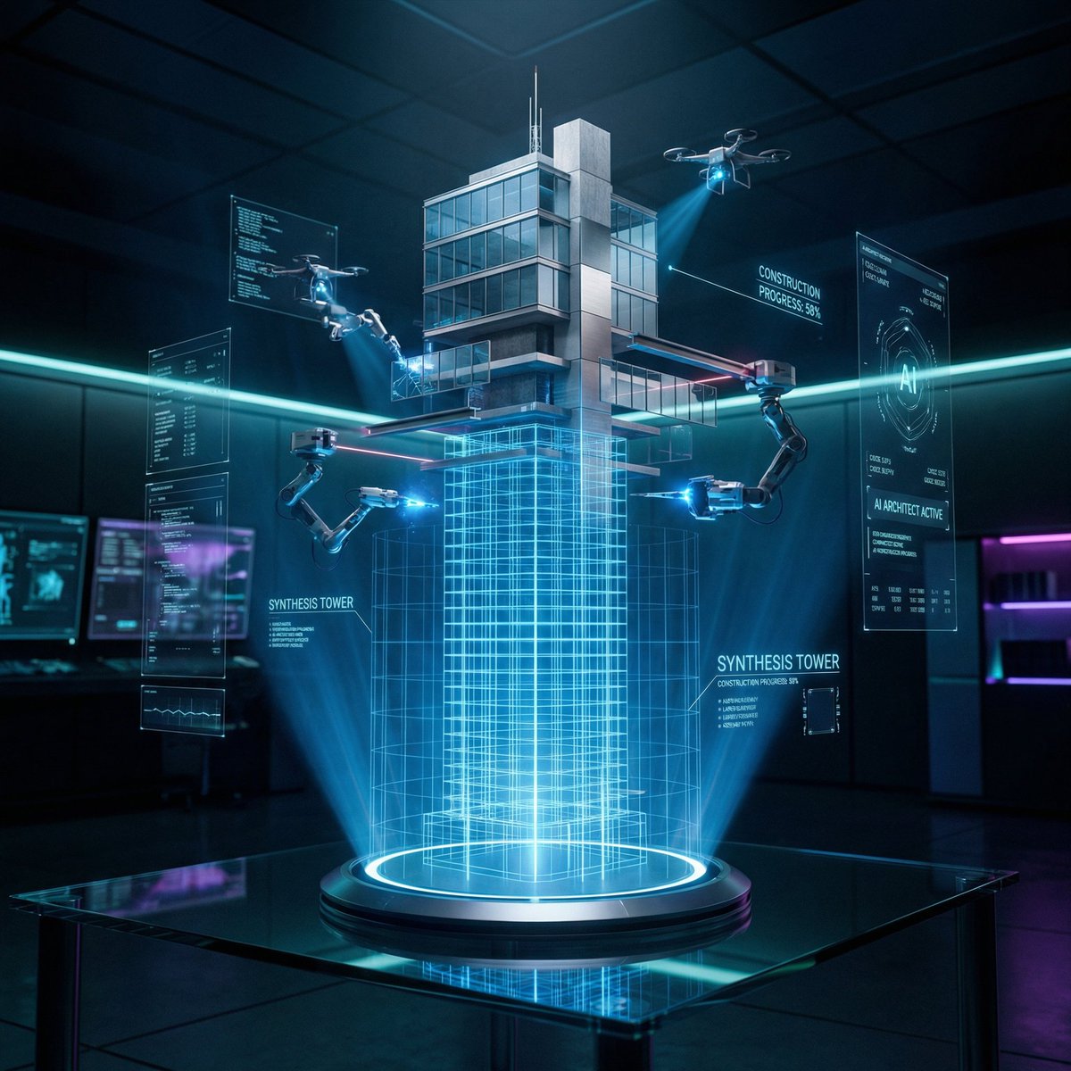 Futuristic Holographic Burj Khalifa Blueprint 1
