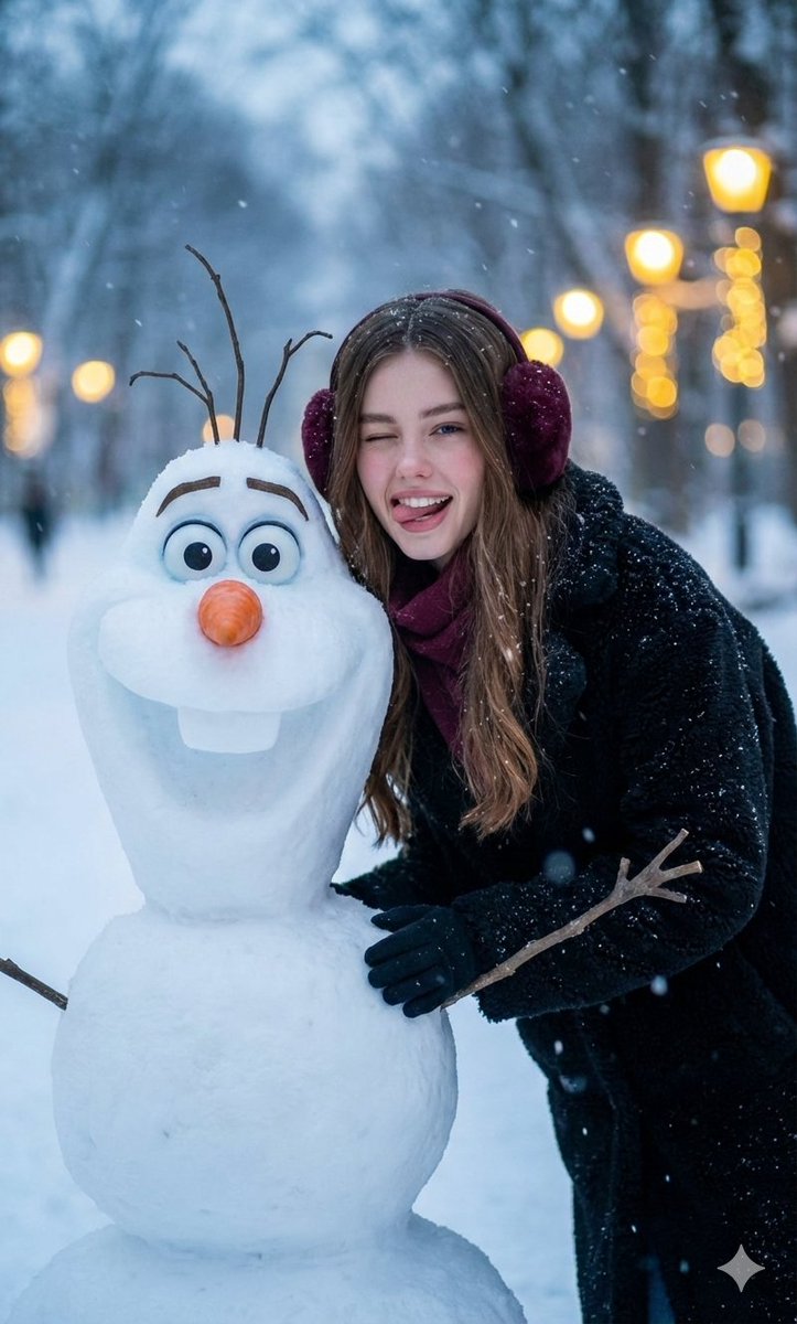 Realistic Olaf and Girl Winter Portrait 1