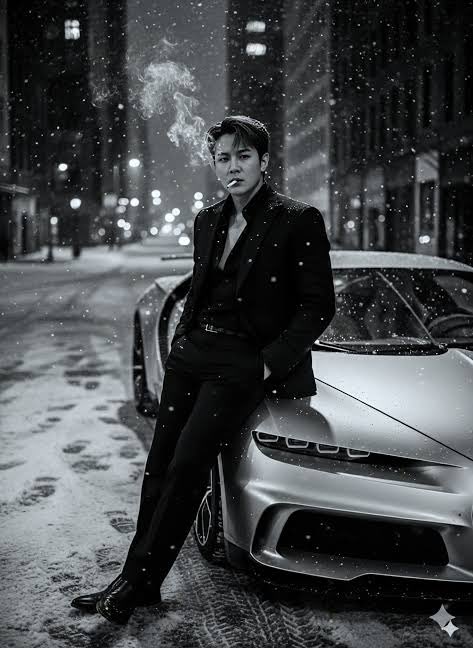 Cinematic Noir Prompt for a Man and a Sports Car 1