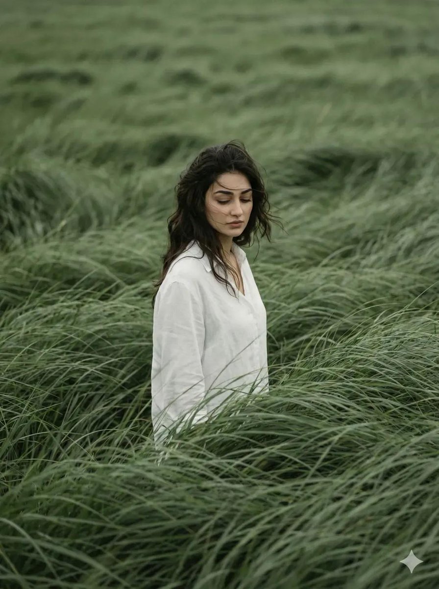 Cinematic Editorial Portrait in Wind-Swept Grass Fields 2