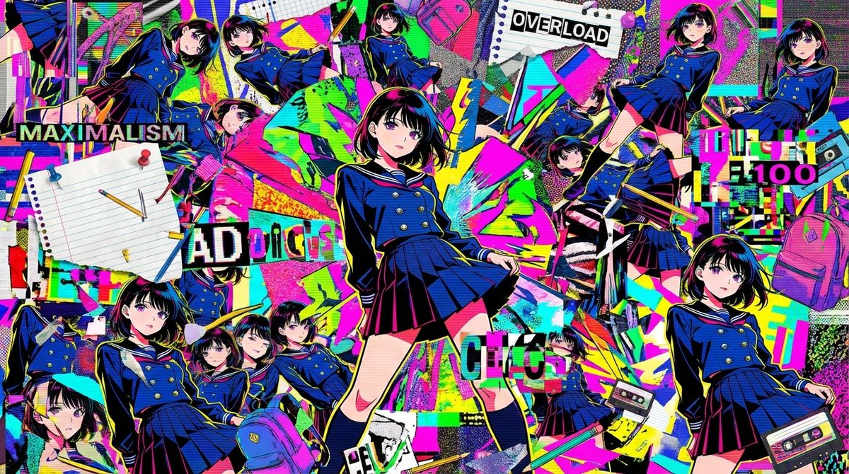 Chaotic Maximalist Anime Poster Prompt (100 Girls) 2