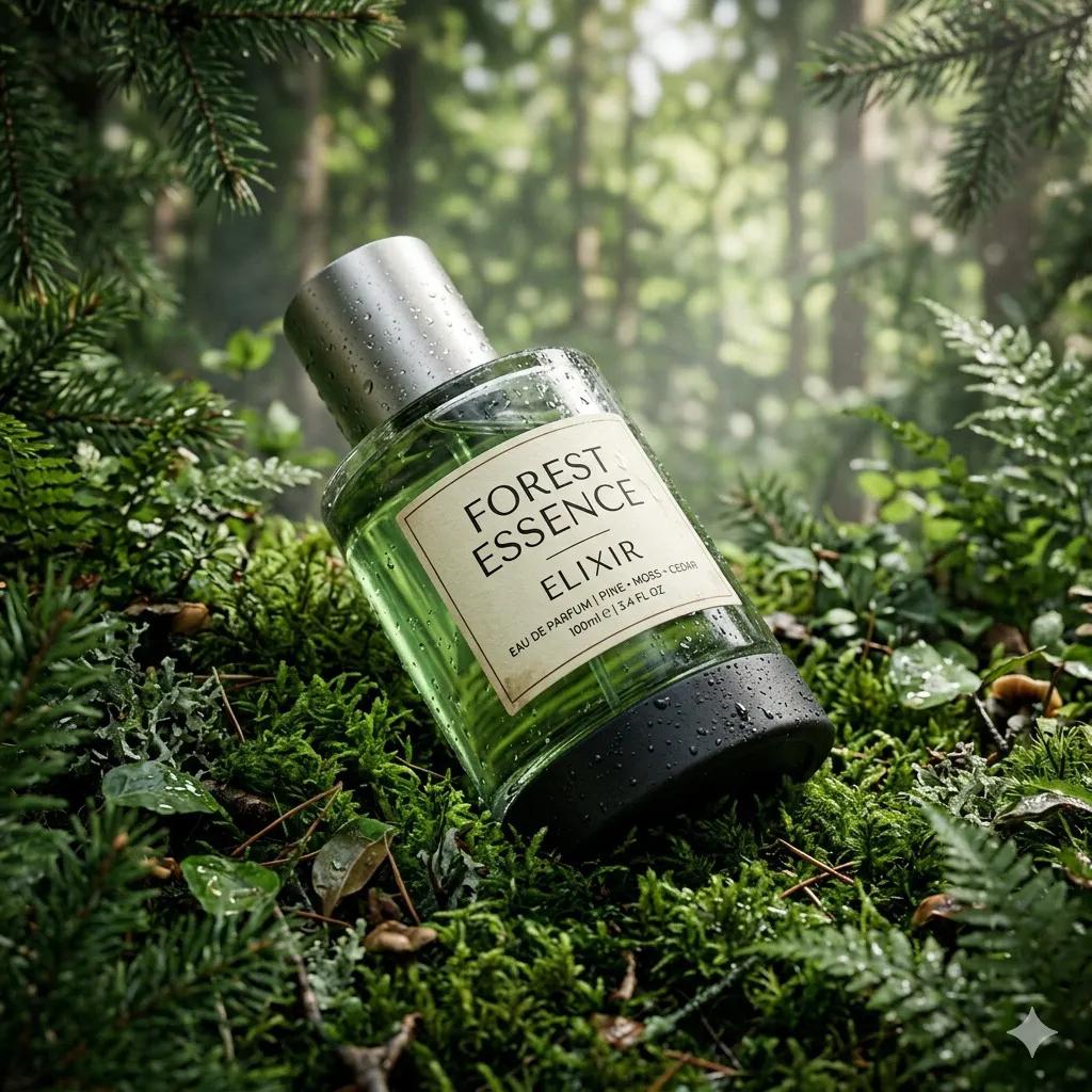 Ultra-Realistic Forest Essence Elixir Perfume Product Shot 2