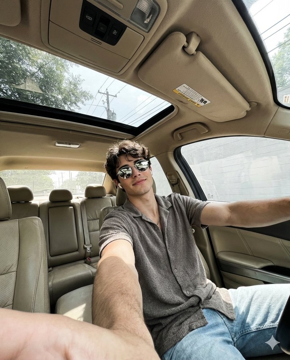 Wide-Angle Car Selfie Replication Prompt 2