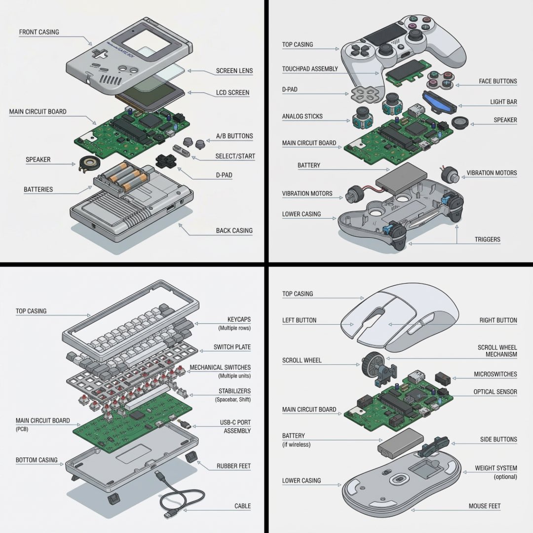 Technical exploded view diagram of a device 1