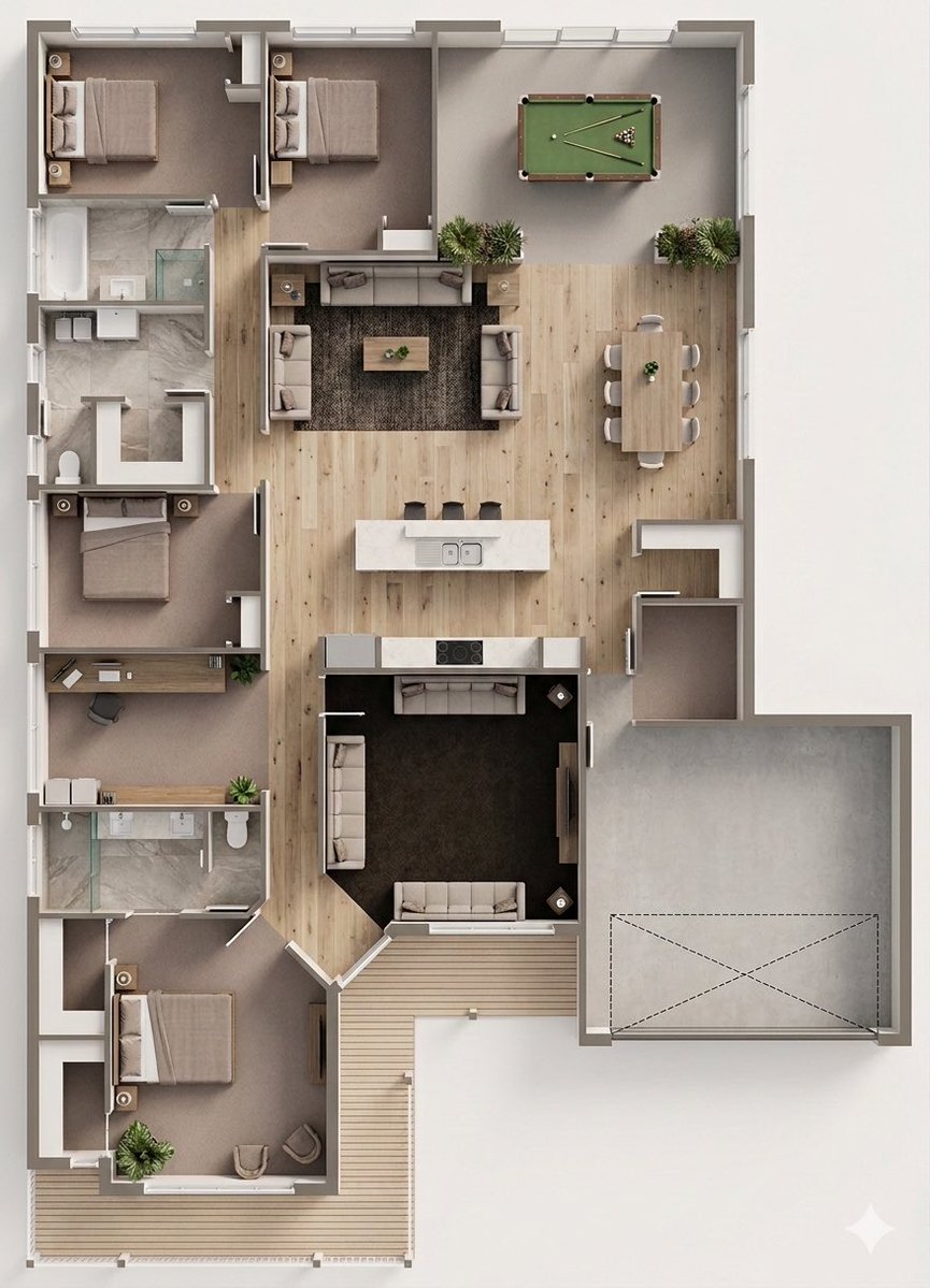 Floor Plan to Photorealistic 3D Render Conversion 2