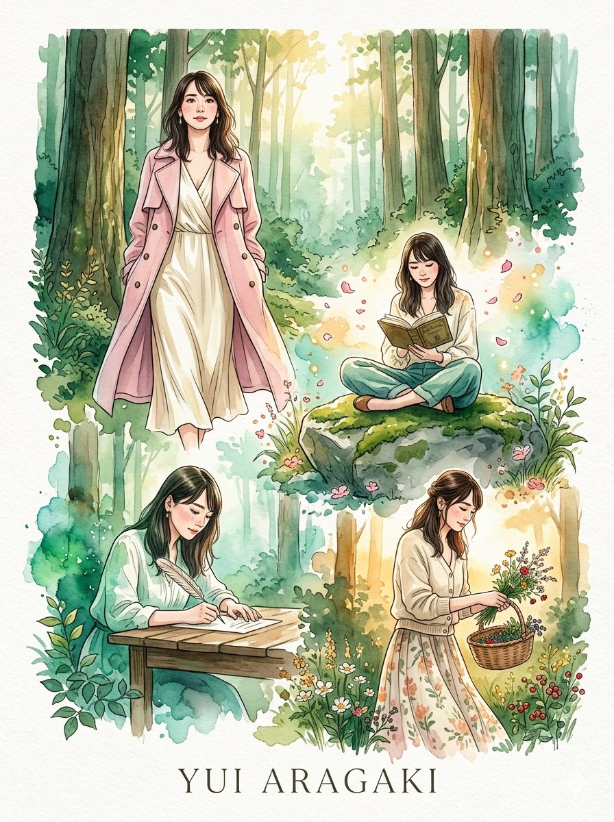 Whimsical Japanese Watercolor Portrait 1