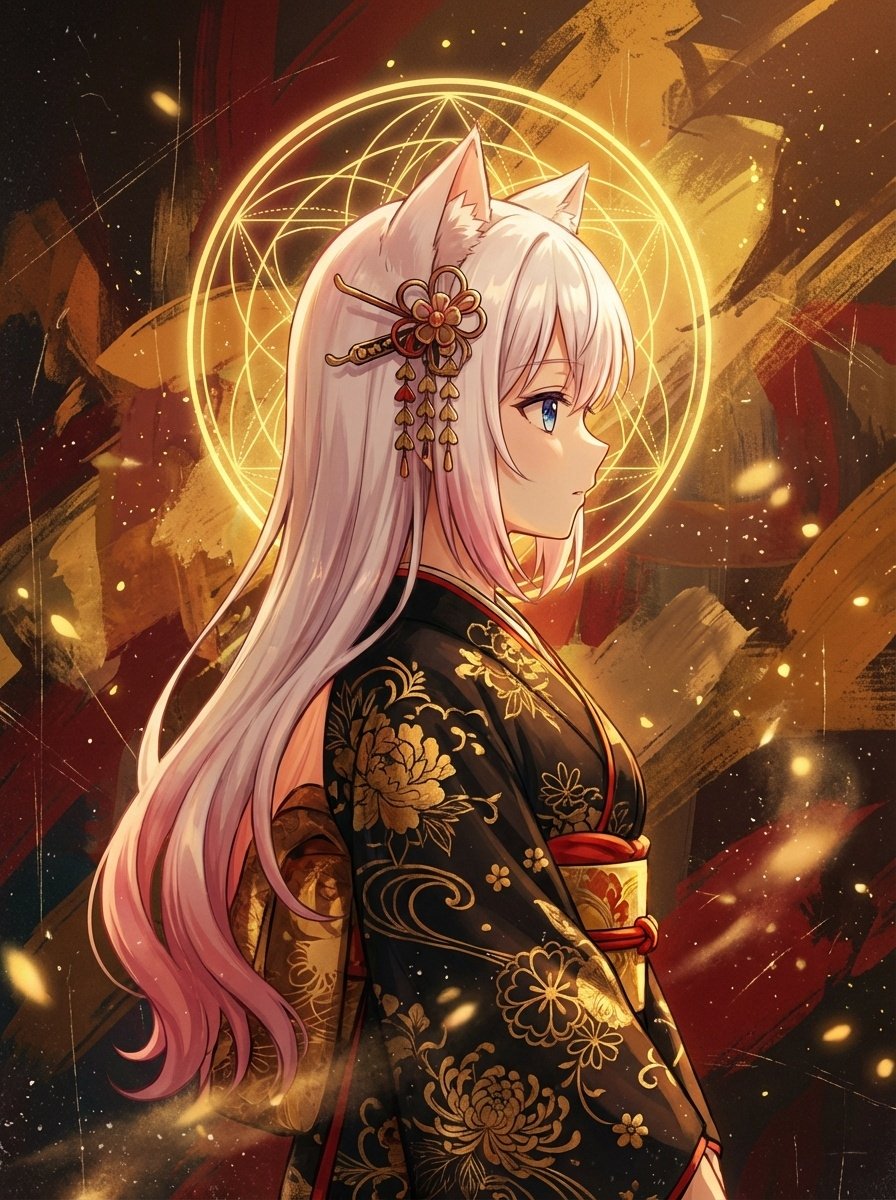 Surreal Anime Nekomimi in Kimono 1