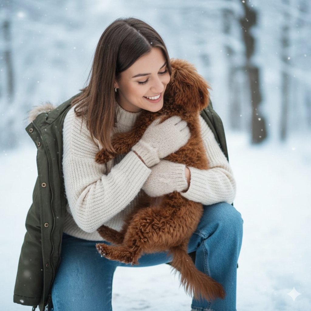 Candid Portrait Hugging a Poodle in a Park 1