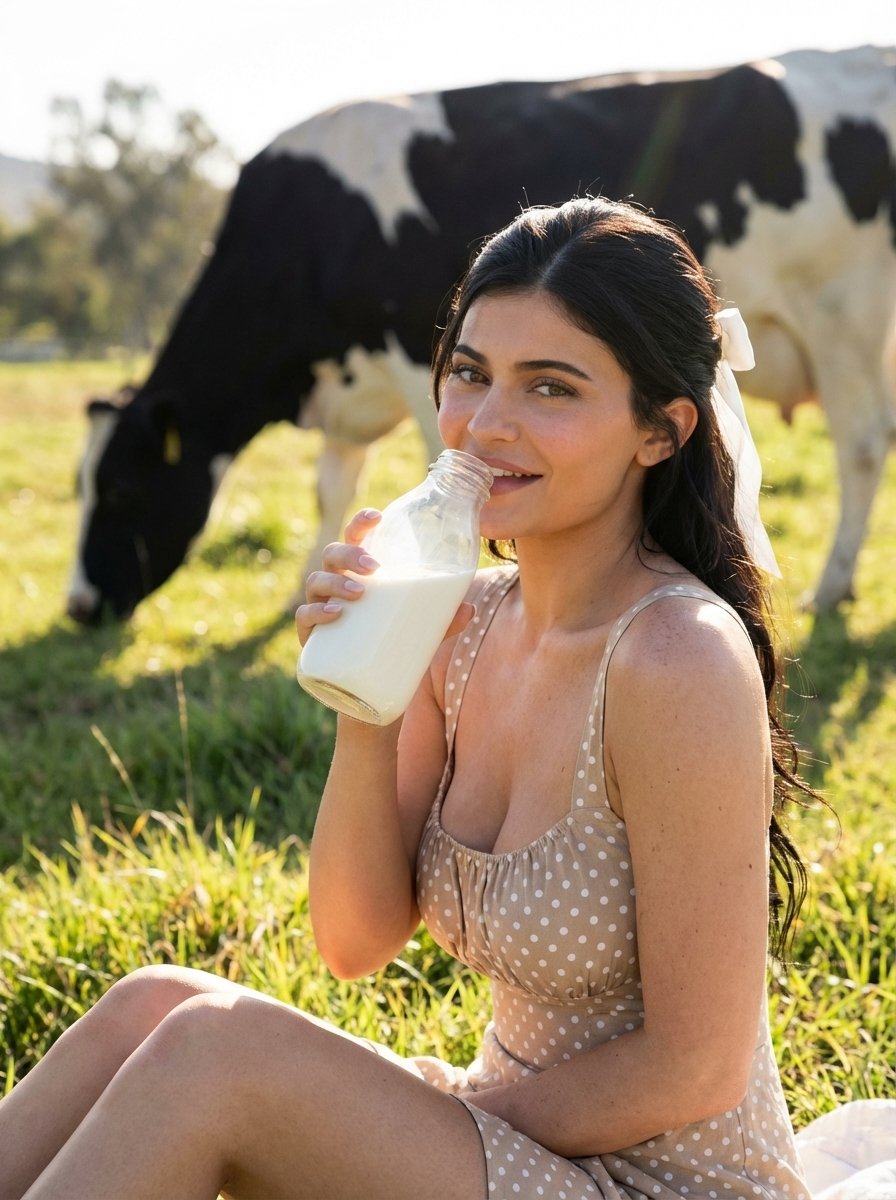 Sunlit Countryside Milk Drinking Portrait 3