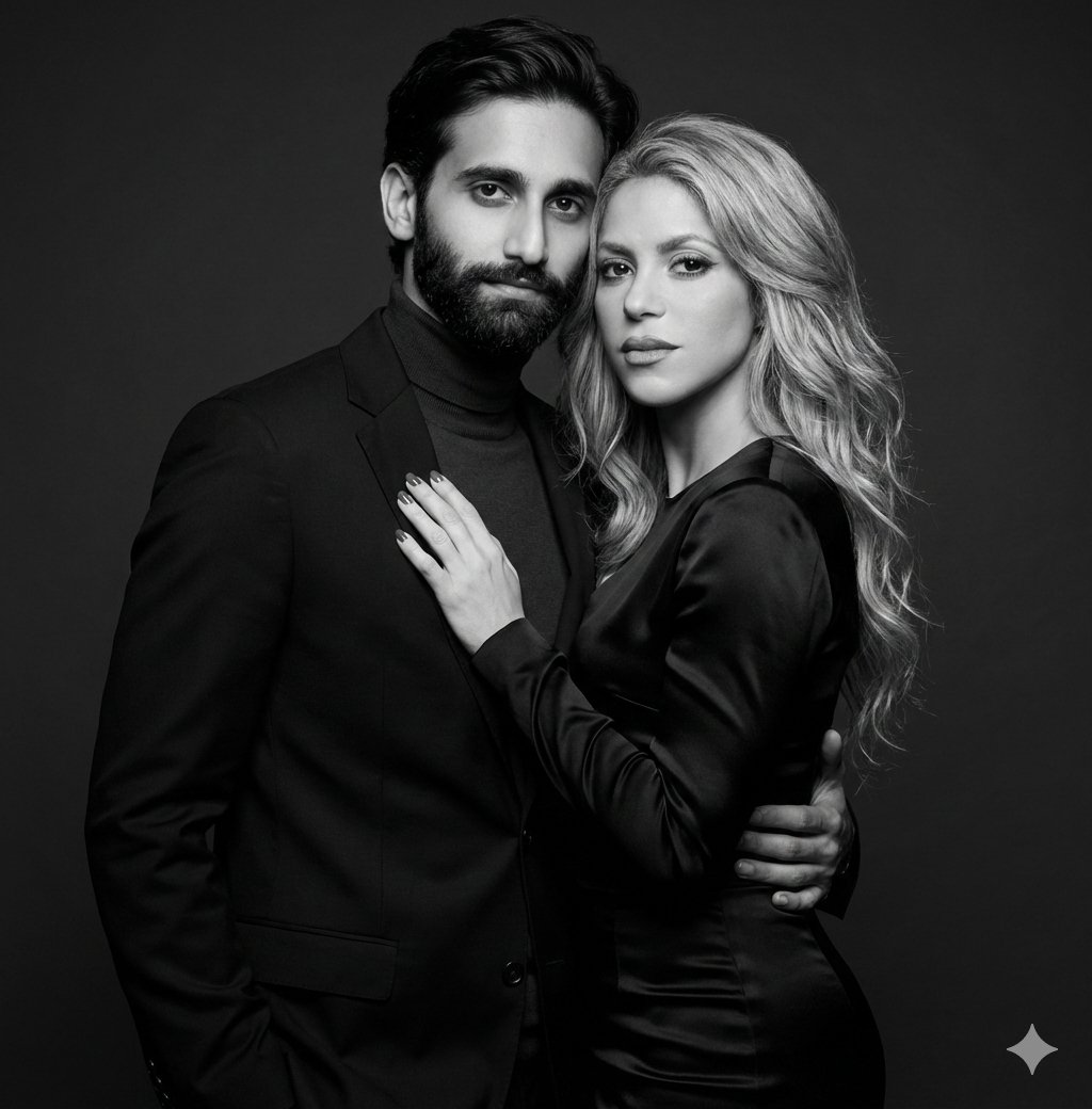 Black-and-White Studio Portrait of a Couple with Identity Lock 3