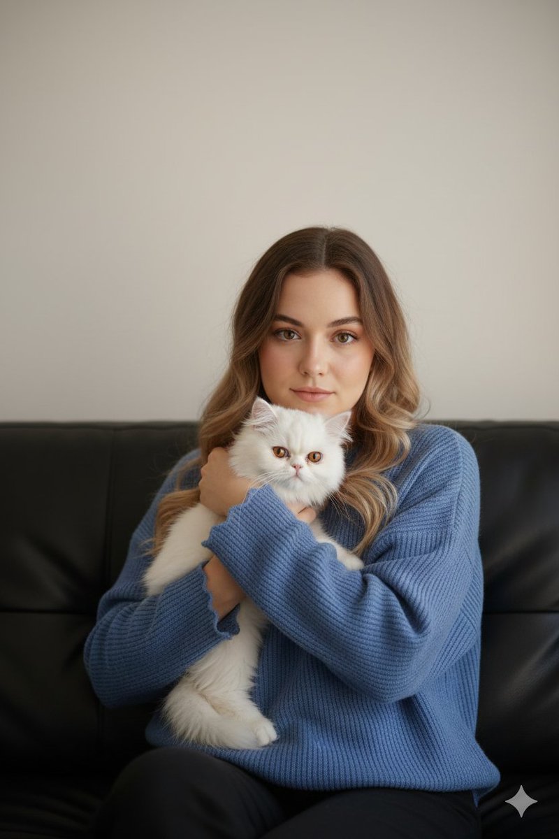 Ultra-Realistic Portrait of Woman Hugging a Persian Cat 2