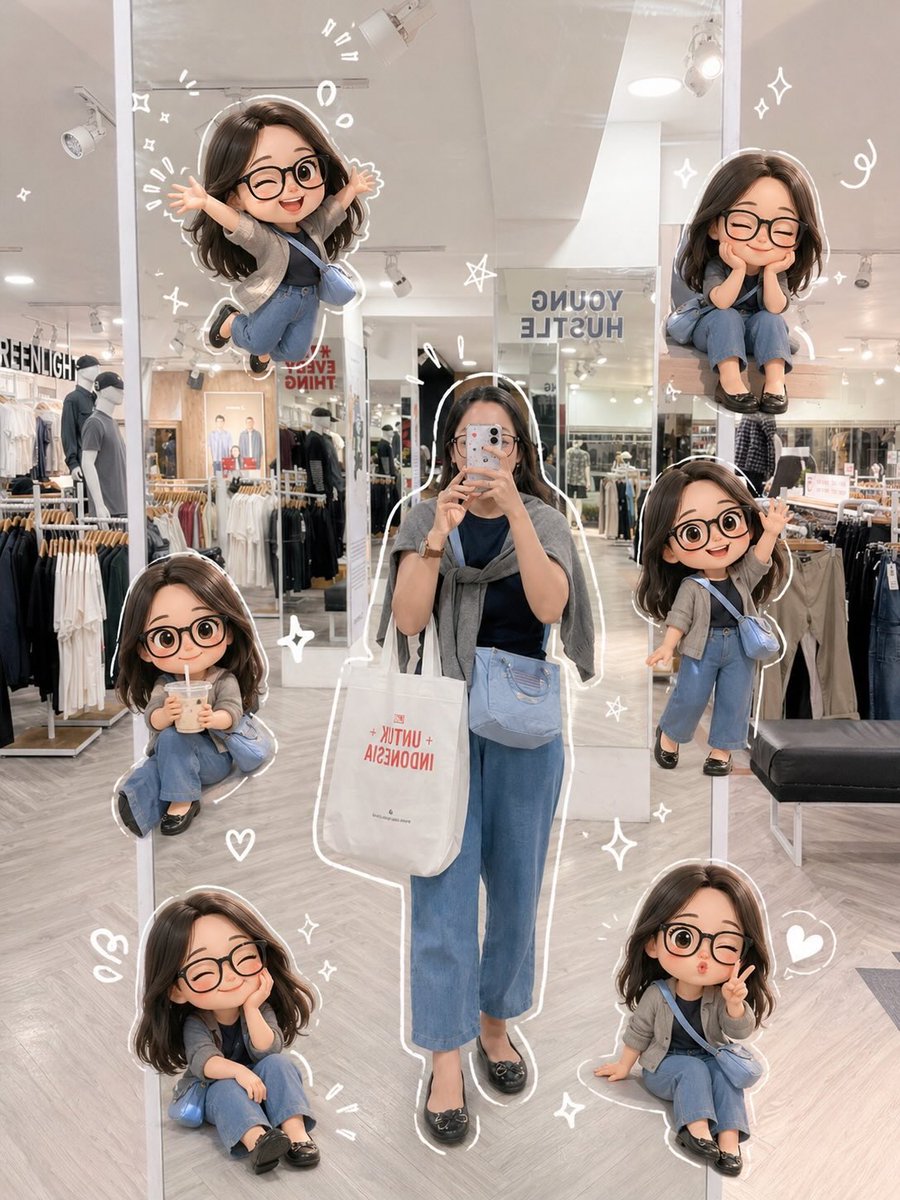 Chibi Mirror Selfie with Kawaii Doodles 1