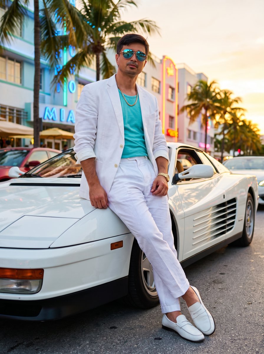 80s Retro Miami Ferrari Portrait 2