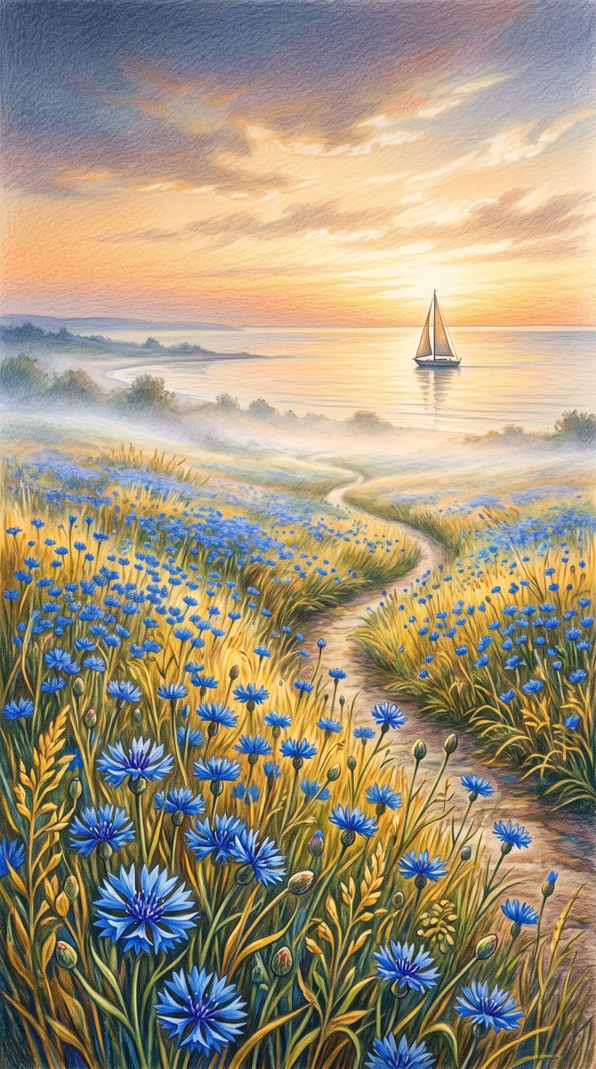 Colored Pencil Meadow Landscape 2