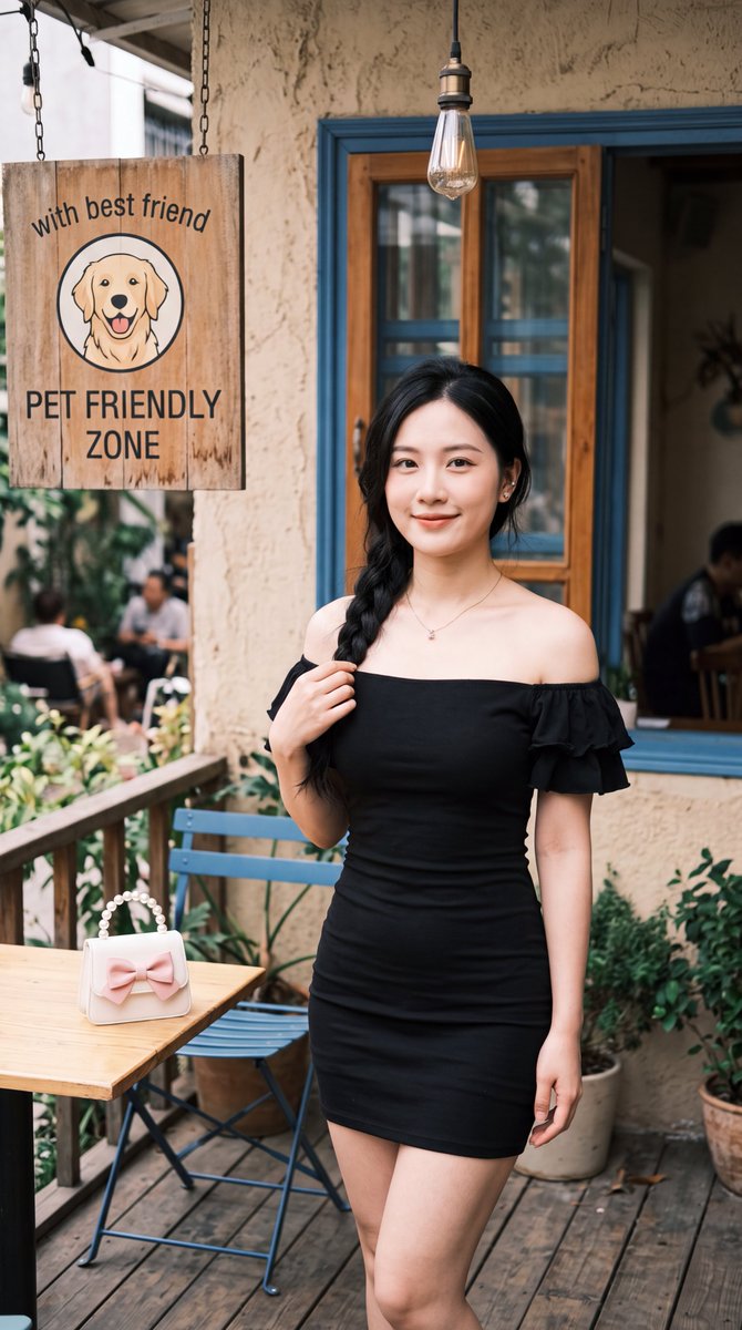 East Asian Woman at Outdoor Café 2