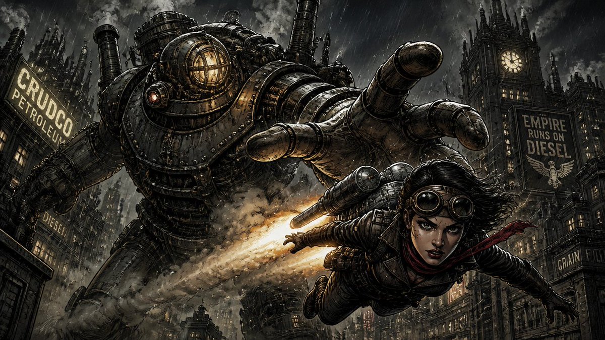 Dieselpunk Mech Action Scene 1