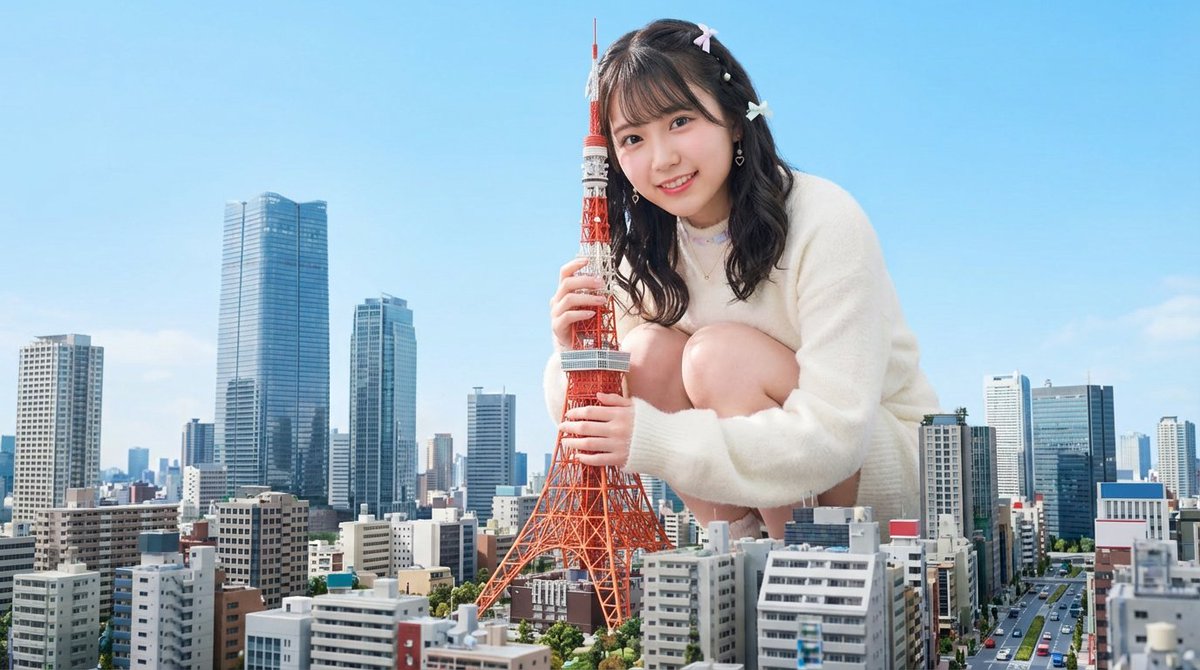 Giant Hugging Tokyo Tower Photo Prompt 1