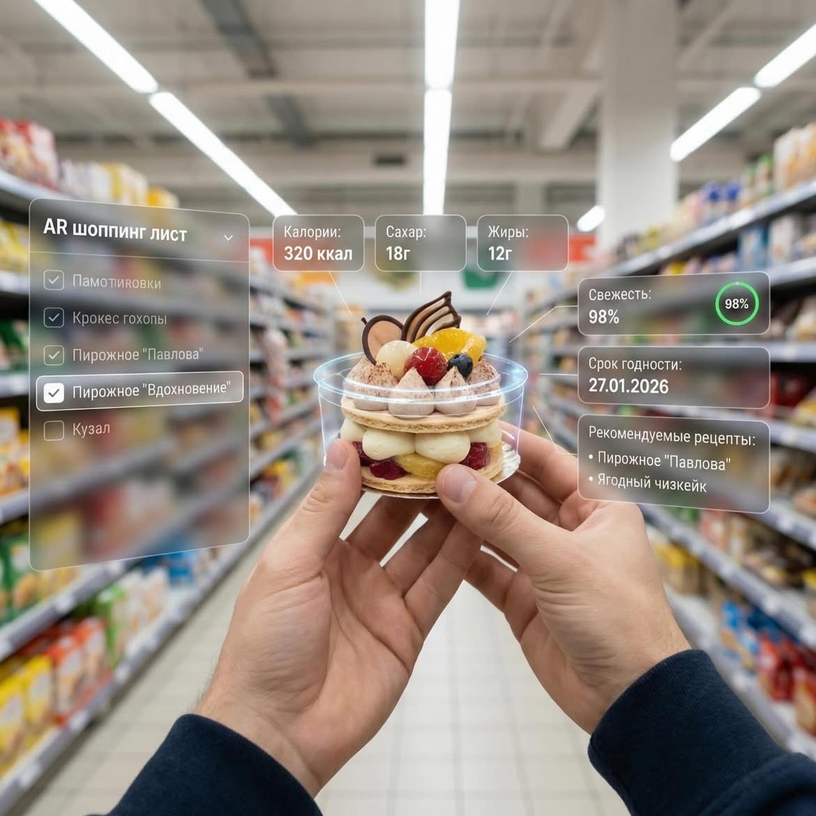 Augmented Reality UI Overlays on Food Items 2