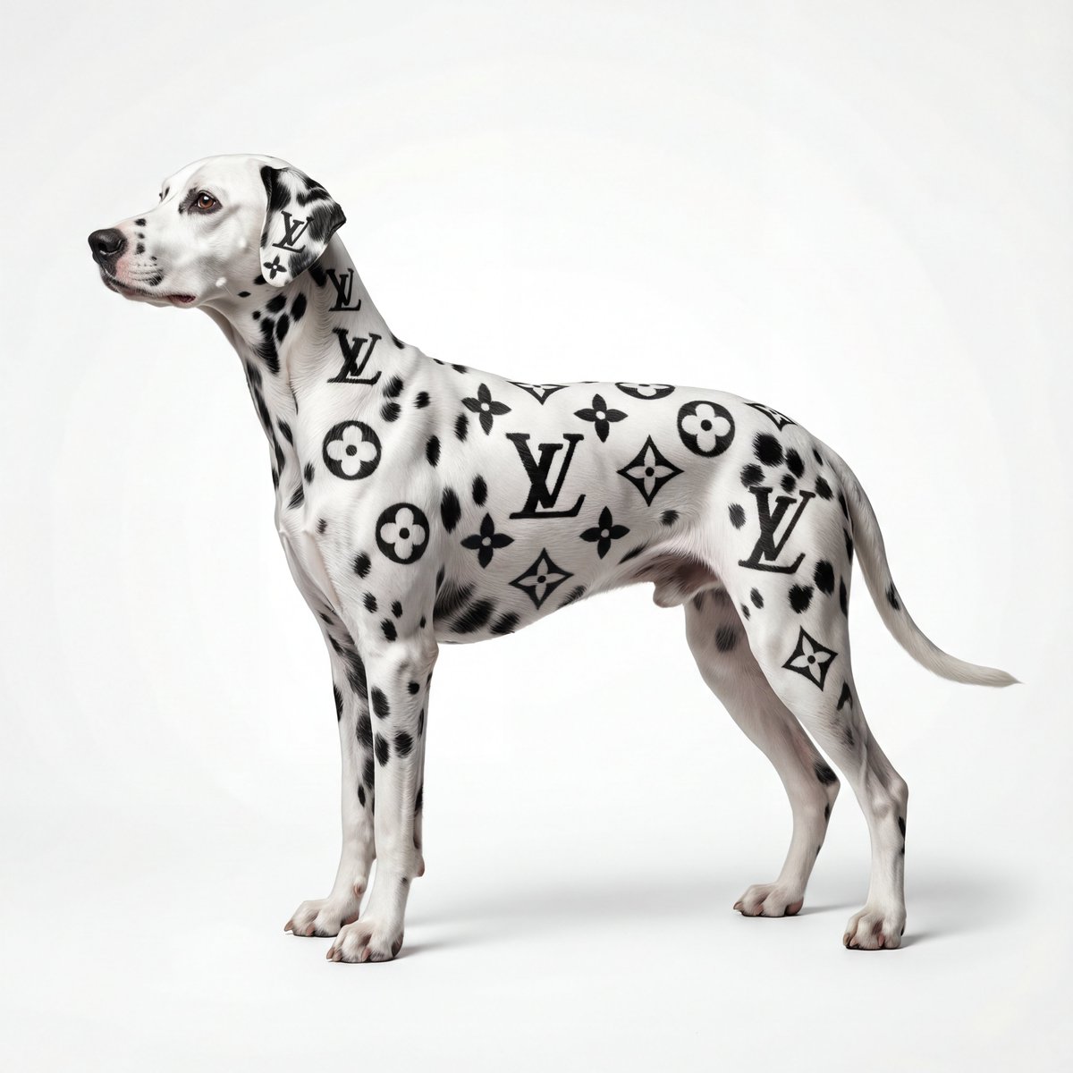 Museum-Quality Animal Portrait with Integrated Luxury Brand Pattern 1