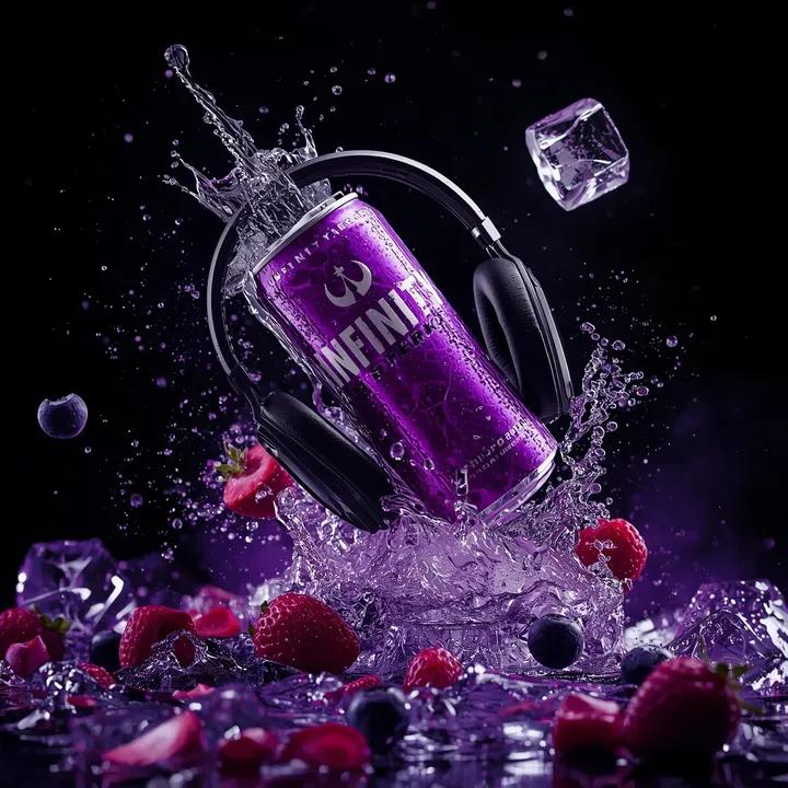 Ultra-Cinematic Floating Energy Drink Product Shot 1