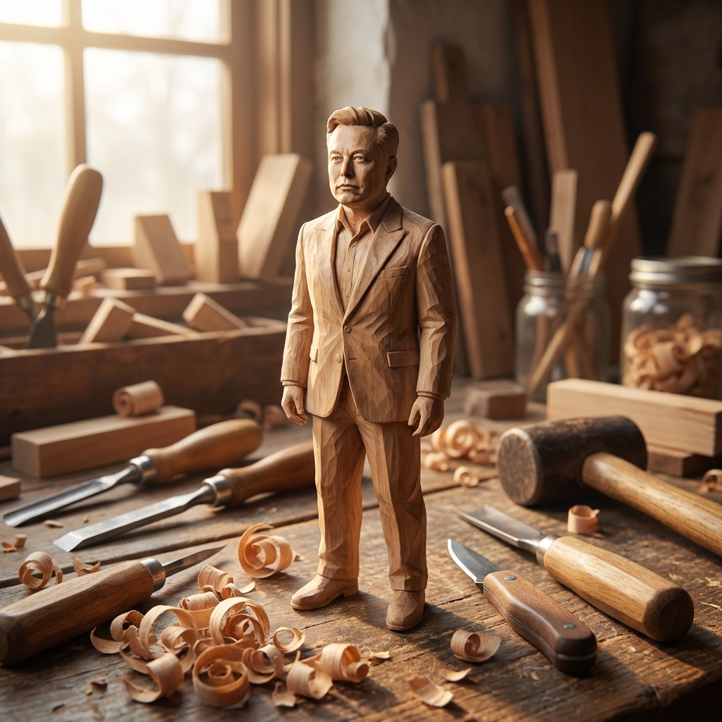 Hand-Carved Wooden Miniature Figure from Photo Reference 1