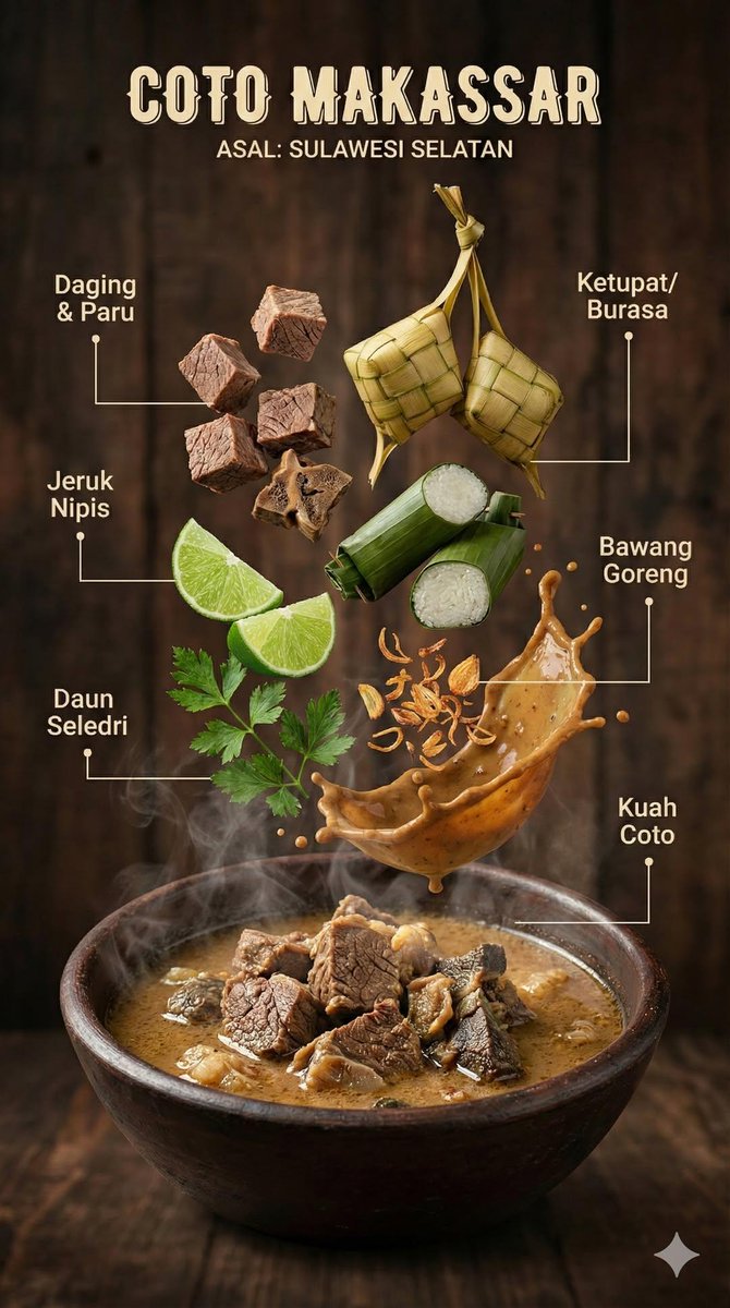 Hyper-realistic Indonesian Food Infographic Prompt 1