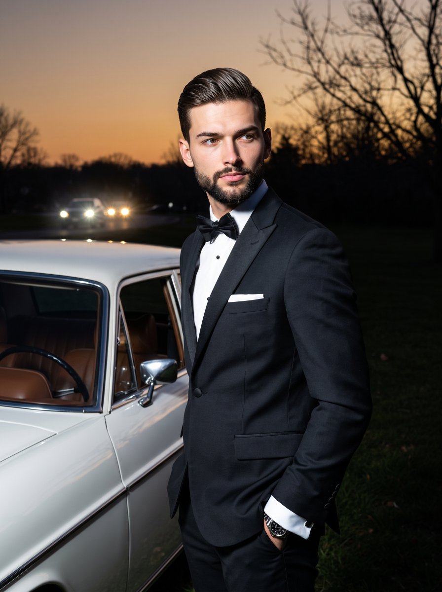 Old-Money Tuxedo Night Portrait 1