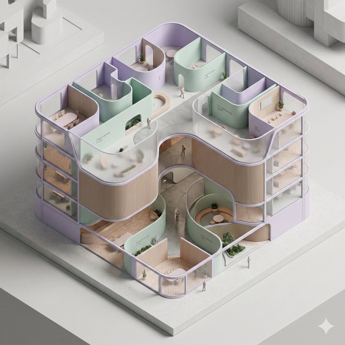Conceptual Isometric Office Tower Model 3