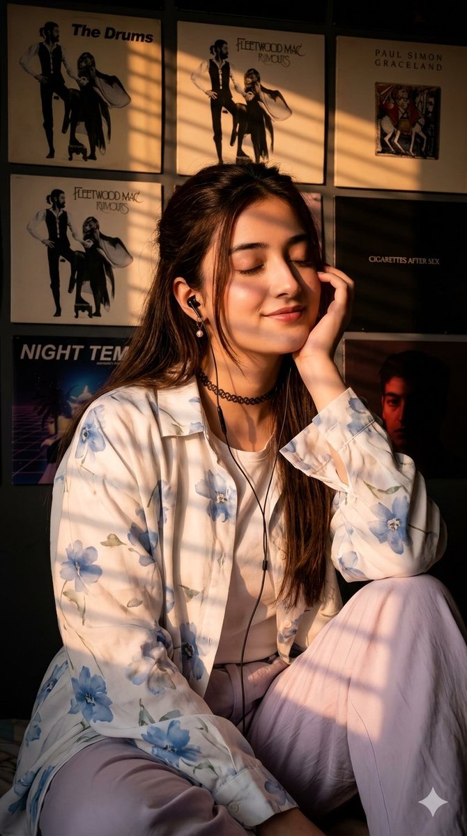 Cinematic Sunset Portrait with Vinyl Background 1