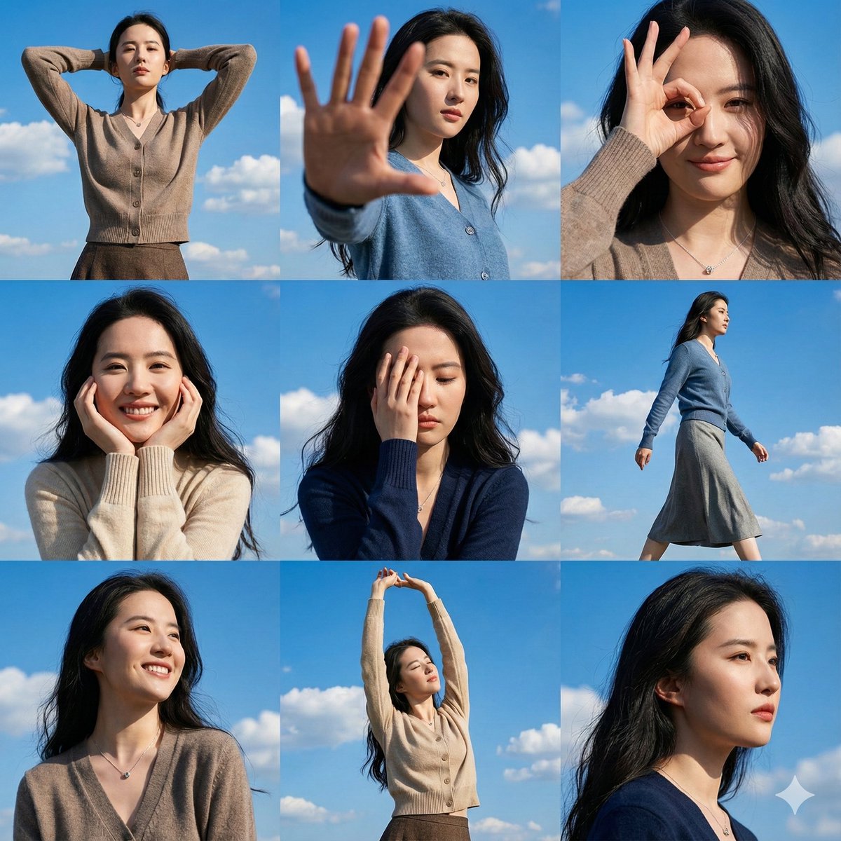 High-Resolution 3x3 Grid Photo Collage for Female Travel Photography 2