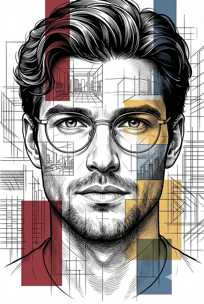 Architectural Blueprint Style Portrait 1