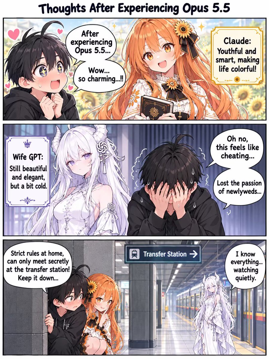 Social Media Post - Opus 5.5 vs Wife GPT Comic Strip 1