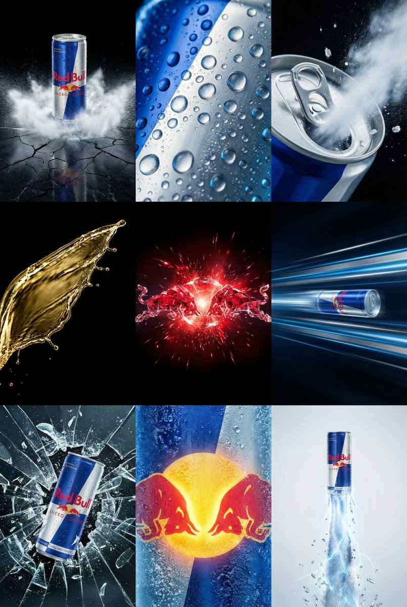 Red Bull Commercial Grid Collage Prompt (JSON) 1