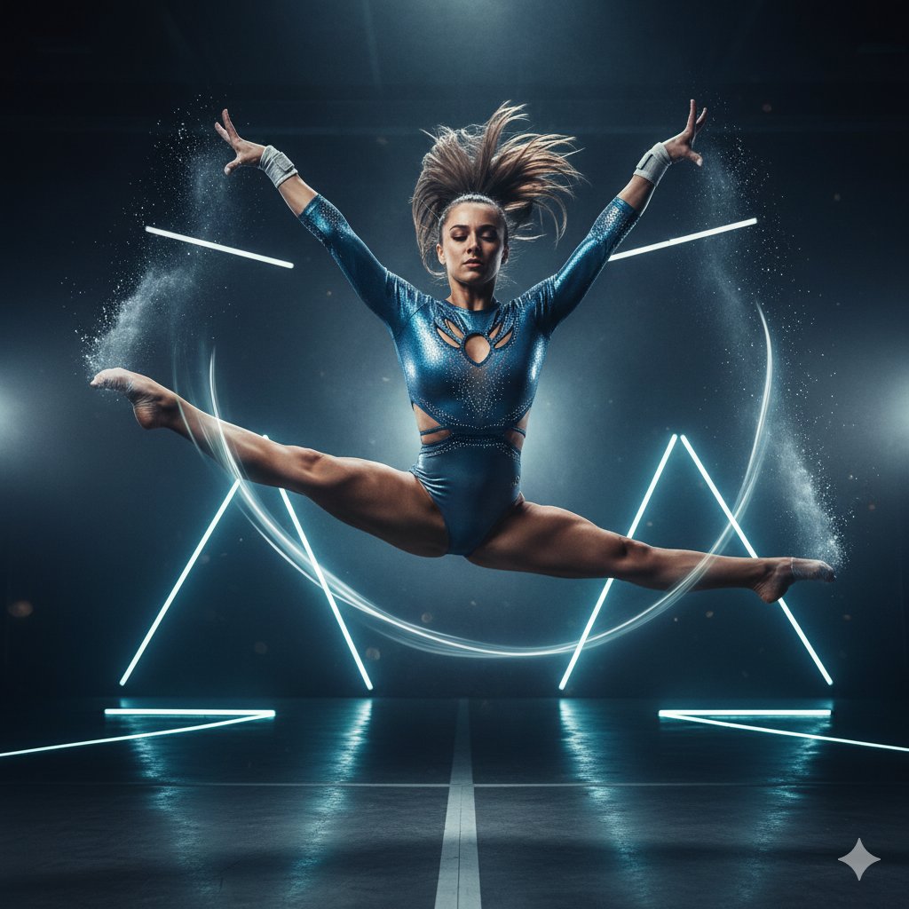 Avant-Garde Athleticism: Frozen Gymnast in Mid-Air 2
