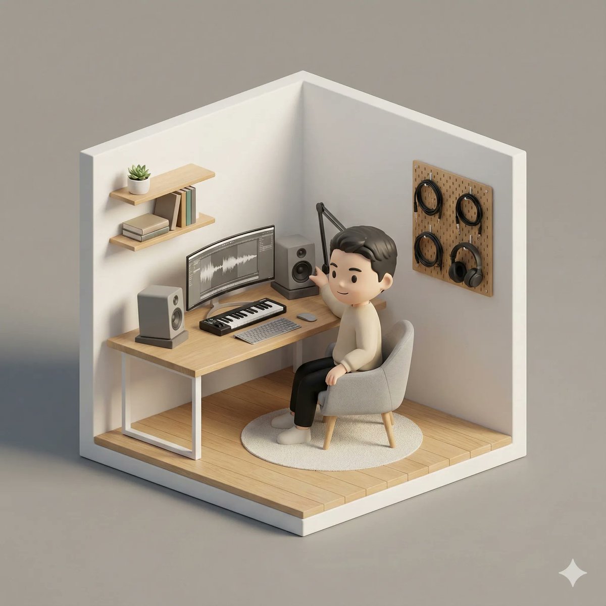 Isometric 3D Miniature Room with Chibi Character 4