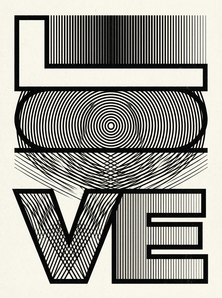Op Art LOVE Typography Poster Prompt 2