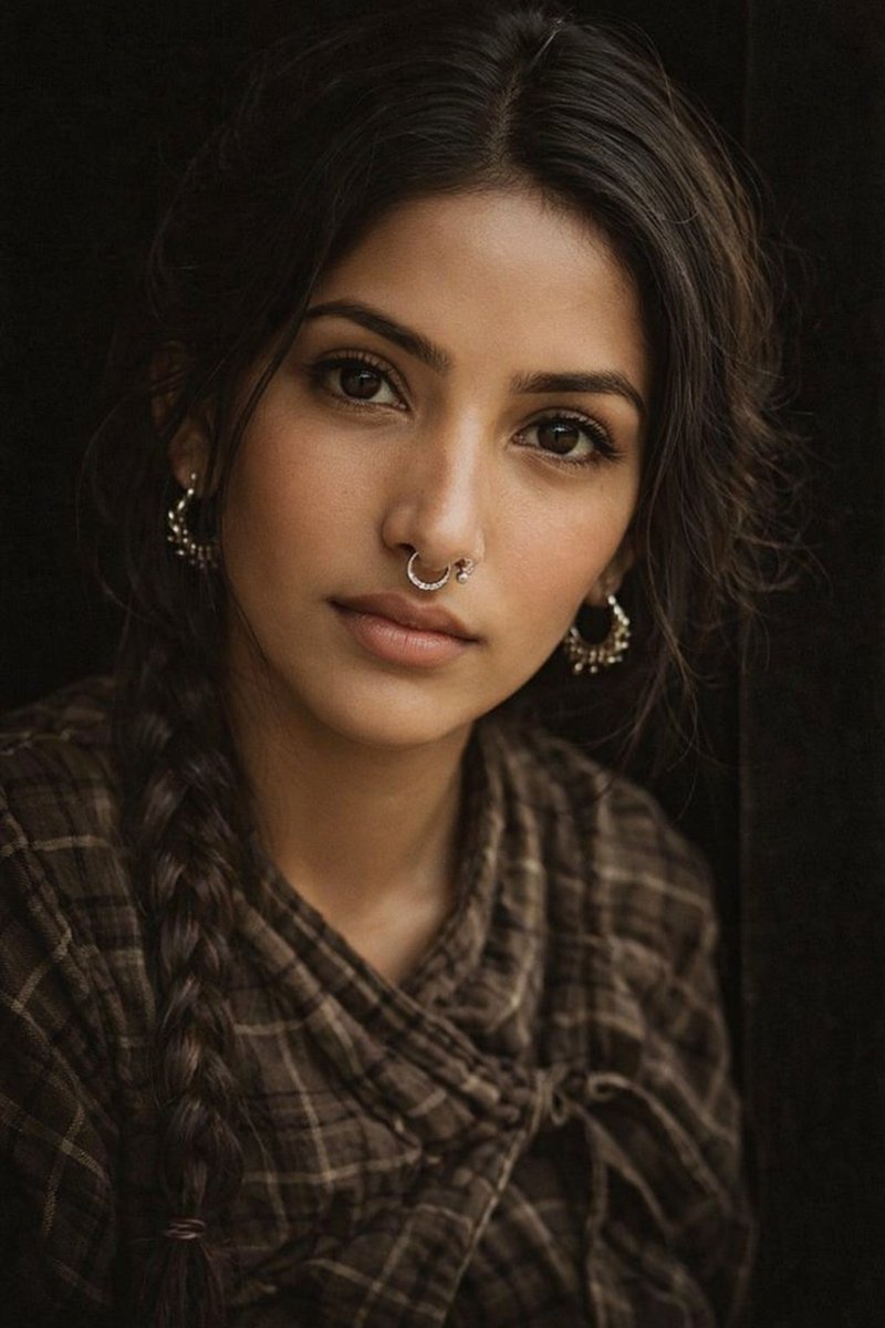 Black and White Portrait with Serene Expression 1
