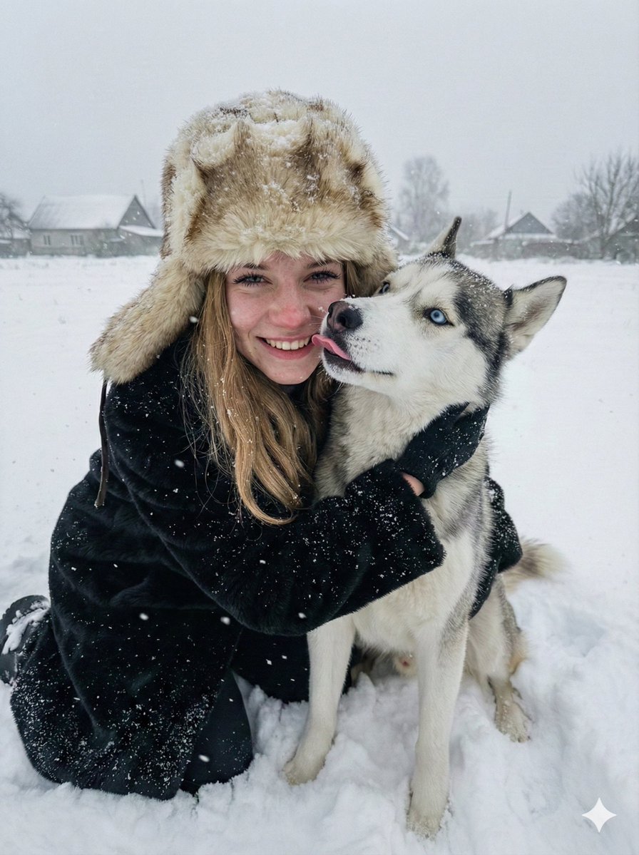 Hyper-realistic Winter Portrait with Siberian Husky 1